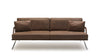 Braunes Ledersofa von Desede Switzerland mit schlanker Form und silbernem Gestell.