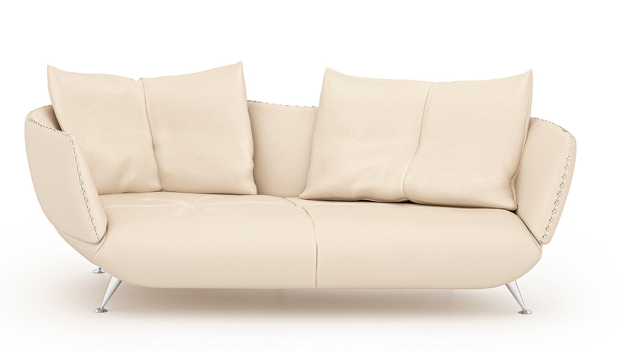 デセデの1人用ソファ 4パーツ 本革ホワイト ソファ ホワイト系（白系