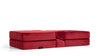 Rotes Stoffsofa von Desede Switzerland mit modularer Funktion und elegantem Design.