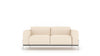 Ein cremefarbenes Stoffsofa von Desede Switzerland mit Edelstahlfüßen und kubischem Design.