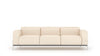 Ein cremefarbenes Ledersofa von Desede Switzerland mit Edelstahlfüßen und kubischem Design.