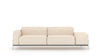 Ein cremefarbenes Stoffsofa von Desede Switzerland mit Edelstahlfüßen und kubischem Design.