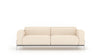 Ein cremefarbenes Stoffsofa von Desede Switzerland mit Edelstahlfüßen und kubischem Design.