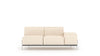 Helles Ledersofa von Desede Switzerland mit kubischem Design und Edelstahlfüßen.