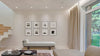 Offwhite Ledersofa von Desede Switzerland im Wohnzimmer, minimalistisch und elegant gestaltet.