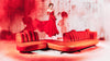 Rotes Ledersofa von Desede Switzerland mit geschwungenem Design und eleganter Polsterung.