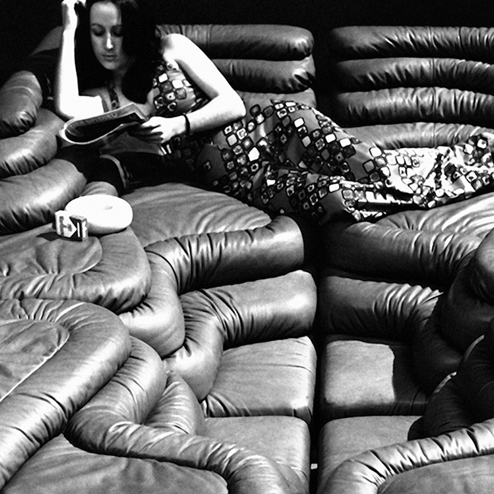 Desede Switzerland Ledersofa in geschwungenem Design, ideal zum Entspannen und stilvollen Wohnen.