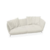 Weißes Ledersofa von Desede Switzerland mit weichen Kissen und eleganten Metallfüßen.