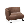Braunes Ledersofa von Desede Switzerland mit geschwungener Form und eleganten Metallfüßen.